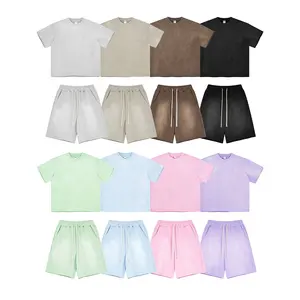 MS040 conjunto de shorts e camisas masculinas personalizados, shorts de lavagem com ácido, shorts unissex lavados personalizados
