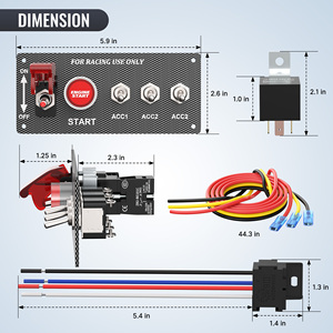 5 in 1 SPST on off Automotive Red LED Indicator Toggle <b>Switch</b> Panel 12v Engine Start <b>Push</b> <b>Button</b> Racing Ignition <b>Switch</b> Panel - Product Image 2
