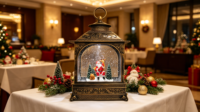 Décoration de Noël, lanterne à eau LED en plastique en forme de renne, alimentée par piles USB, couleur personnalisée pour la maison et l'hôtel