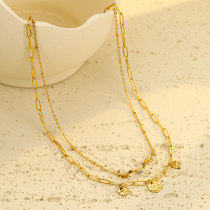Collier avec pendentif en pierre naturelle multicolore NIMAI et bracelets à double chaîne pour femmes, ensembles de bijoux en acier inoxydable - Product Image 4