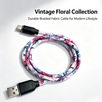 Câble de données USB Todugu T-155, nouveau style, en cuir PU imprimé, avec charge rapide 2A pour iPhone et téléphones mobiles Type-C