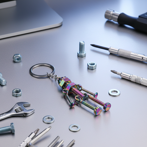 Portachiavi Pendente Fatto a Mano in Lega di Zinco RetroDIY con Design Robot Cyborg Movibile a Vite - Product Image 6