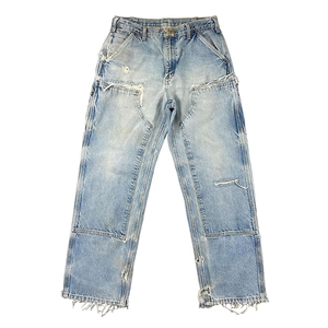 Jeans da Falegname Personalizzati per Uomo, Stile Baggy, Effetto Invecchiato e Strappato, Pantaloni in Denim Vintage da Lavoro - Product Image 1