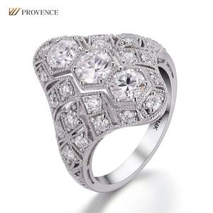 Bagues de mode en or blanc 18K 14K 10K avec diamants Moissanite DEF VVS, conception de bague personnalisée, fête pour homme, vente chaude, ensemble de bagues de mariage - Product Image 1