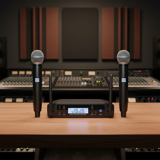 Professional GLXD4 Wireless Dynamic Handheld Microphone Metal Body XLR for Singing Karaoke Studio Recording Noise Cancelling
