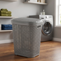 Panier à linge multifonctionnel en plastique écologique Palsitc, gris moderne, avec couvercle en nid d'abeille, pour le linge de lit et les vêtements