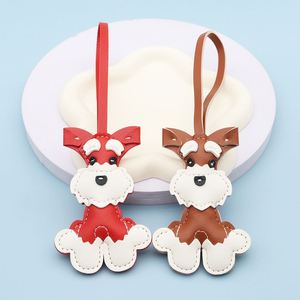 Schnauzer Pendant for Dog Lovers 3D <b>Cute</b> Animal Keychain with Unique Design PU Leather Bag Charm - Product Image 2
