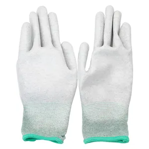 薄型白色尼龙pu手指涂层手套防静电电子工作安全产品包装电子工作手套