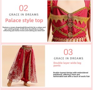 Costume de danse du ventre à paillettes, costume de danse indienne, tenue d'Halloween, ensembles de carnaval, costume de cosplay de princesse avec accessoires - Product Image 4