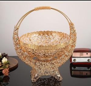 Assiette de fruits creuse en or de luxe léger européen Snack créatif Corbeille de fruits secs à main - Product Image 6