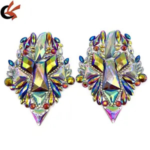 New AB Resin Gem Iron-on Hot Fix Rhinestone Patch Appliques Colorful Designs for Shoes Garments Bags DIY Craft Carnival Costumes