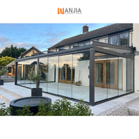 Villa moderne WANJIA, toit triangulaire en aluminium et verre, véranda quatre saisons, serre