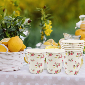Anyite bianco belle piccole tazze di carta floreale monouso Wildflower coppe per ufficio uso quotidiano di nozze festa di compleanno decorazione - Product Image 2