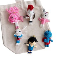 Figurine de sorcière Vaudou en fil de coton fait main, porte-clés décoratif pour l'Halloween, cadeau d'ambiance festive
