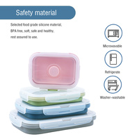 Set Van 4 Opvouwbare Herbruikbare Food Grade Siliconen Bento Lunchbox Luchtdichte Opvouwbare Voedselopslagcontainers Voor Fruit
