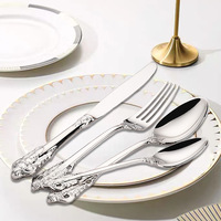 Baroque 304 acier inoxydable 4 pièces cour Vintage ensemble de couverts Western dîner couteau fourchette et cuillère ensembles laver sûr couverts