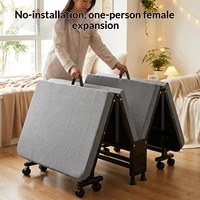 Platzsparendes Klappbett 4-Fach-Design Faltet Sich auf 61cm Zusammen zur Aufbewahrung unter dem Schreibtisch 8 Räder Tragbares Gästebett für Büro Schlafzimmer VLranlife