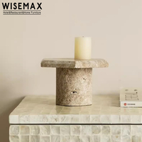 WISEMAX FURNITURE Europe Meubles décoratifs rétro en marbre Hexagon Top High Leg Travertin Support pour la décoration