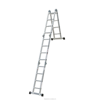 Échelle pliante en aluminium portable à vente chaude, échelle télescopique extensible avec charnière pour le travail à domicile, le jardin, le dessin, le toit