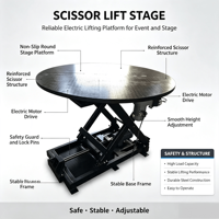 Plateforme de scène élévatrice électrique à ciseaux, hauteur réglable, plateforme de levage ronde pour événements, spectacles, mariages, concerts