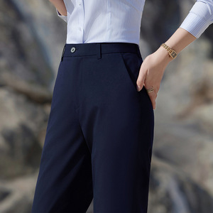 Unisex Straight Leg <b>Trousers</b> Polyester Micro <b>Elastic</b> <b>Work</b> Pants 2025 New Style - Product Image 3