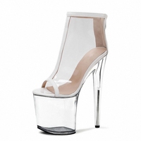 Chaussures à talons hauts de 20 cm pour travestis, plateforme, danse de strip-tease, fétiche gothique, costume de rituel complet, sexy, reine, grande taille, femme, bout ouvert, scène