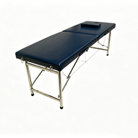 Table de massage pliable portable à 2 sections avec pieds en acier inoxydable, stable, pour spa et salon de beauté