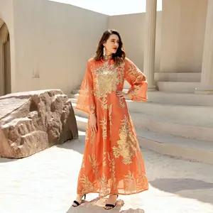 Caftan marocain Chic paillettes brodées femmes paillettes Abaya arabe dubaï turquie Jalabiya blanc islamique ethnique Robe 2023 Eid