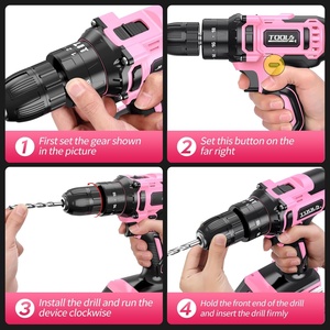 Ensemble perceuse sans fil 20V DIY avec chargeur <span class=keywords><strong>de</strong></span> batterie et mallette <span class=keywords><strong>de</strong></span> transport, mandrin 3/8, 2 vitesses variables, 1550 tr/min, 72 embouts - Product Image 5