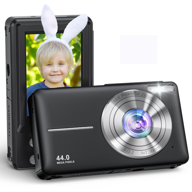 Compact 44MP FHD 1080P Digital Mini Camera Fixed Focus Face Detection Smile Capture Electronic Image Stabilization Travel