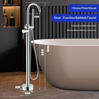 Colonne de douche en cuivre chromé avec robinet cascade pour baignoire eau froide et chaude, colonne latérale cylindrique pré-encastée, colonne de douche à haut débit