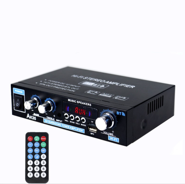 AK35 800W Home Power Amplifiers 2 Channel BT 5.0 Surround Sound FM USB Remote Control Mini HIFI Digital Amplifier Stereo