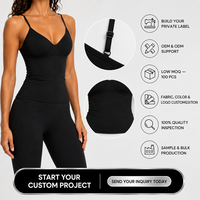Débardeur de yoga long personnalisé pour femme, col en V, bretelles spaghetti réglables, coupe classique, respirant, sans coutures, pour la gym et l'entraînement