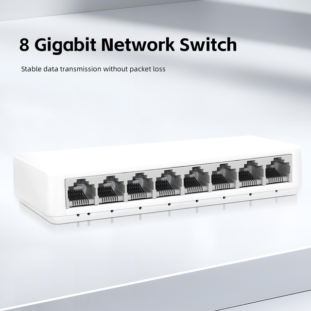 Tshield 8 Port Gigabit Mini Unmanaged Switch 10/100/1000Mbps 16Gbps CE RoHS FCC Certified 1 Year Warranty Plug Play for Home