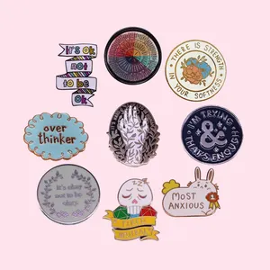 Overthinking It Is Ok Not Be Ok Enamel Pins Mental Awareness Badge Depression pin Suicide Prevention Brooches