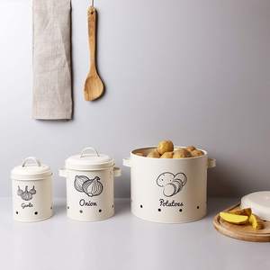Potato Storage Potato Onion And Garlic Galvanized Food Storage Container Set In Vintage Design For Storage