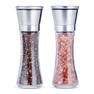 Molino de Sal y Pimienta de Acero Inoxidable Dorado en Oferta, Recipiente para Especias, Molinillo Manual de Vidrio Ajustable para Cocina - Product Image 1