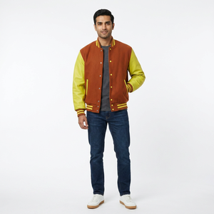Custom Made High Street Style Varsity Letterman <b>Jacket</b> White <b>Leather</b> Sleeve CollegeBaseballjacket for <b>men</b> - Product Image 1