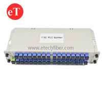 FTTH SM G657A1 1*32 dengan adaptor SC/UPC 1x32 LGX Box Type Plug in Optical Cassette Fiber Optic PLC Splitter