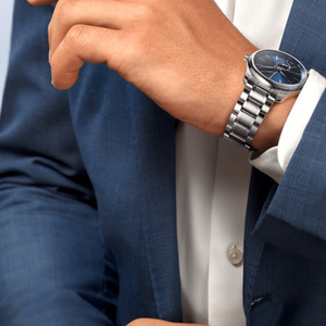 Montre mécanique Longinesing en acier inoxydable avec fonction phase de lune bleue exquise, index des heures en pierres précieuses et aiguille des secondes. - Product Image 2