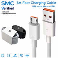 Câble de données Micro USB 6A, câble de charge rapide USB pour téléphone, câble de charge en gros OEM, chargeur universel Android 1M 1.5M 2M