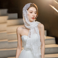 Voile de mariée élégant en tulle doux avec bord festonné, une seule couche, accessoire de tête pour cérémonie de mariage, voile de mariée en dentelle