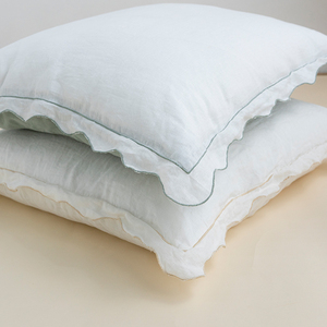 Invisible Zipper Design <strong>Frill</strong> Ruffled Solid White <strong>Cushion</strong> Covers Flax Linen Throw Pillowcase - Product Image 4