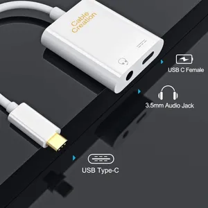 2 ב 1 USB C כדי 3.5mm אוזניות אודיו מתאם עם USB C נקבה טעינת נמל, תואם עבור טלפון פיקסל 3 3XL,S9, הערה 9,LG G5