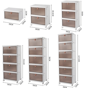 Los más nuevos contenedores de almacenamiento de plástico apilables de 1 nivel con ruedas y puerta magnética para aperitivos, ropa, suministros de cocina, zapatos - Product Image 6