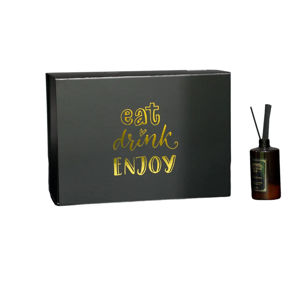 Diffusore di lusso in oro verniciato con stampa nera a candela presente Set confezione regalo magnetica stretta pieghevole