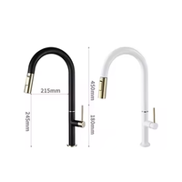 Robinet de cuisine moderne intelligent à double poignée en laiton HD-KF056 avec douchette extractible, finition noir et or, à poser sur comptoir, style contemporain