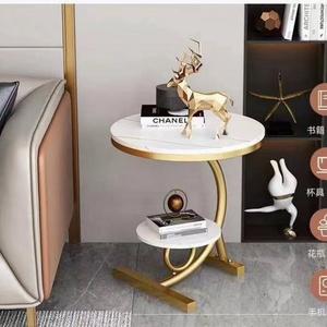 Petite table basse ronde en pierre pour appartement, style luxe léger, idéale pour hôtel et appartement. - Product Image 3