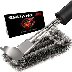 Cepillo Raspador de Acero Inoxidable de 18 Pulgadas, Extra Fuerte, con Triple Cepillo de Plástico para Limpieza de Parrillas de <span class=keywords><strong>Gas</strong></span>/Carbón - Product Image 1