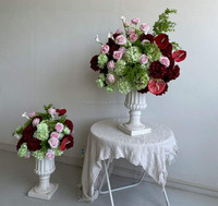 Hydrangeas roses et blanches artificielles pour table, centre de table floral, fleurs d'allée pour mariage, socles de gâteaux